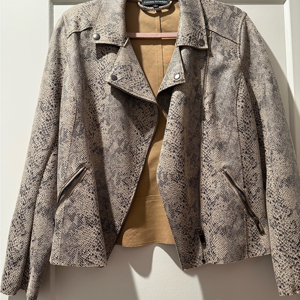 Catherine Malandrino Snake Print Leather Jacket